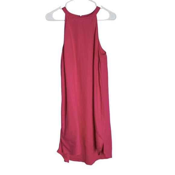 Sigrid Olsen 100% Linen Dress Womens M Hot Pink Halter Neck Sleeveless Beachy - Picture 1 of 8